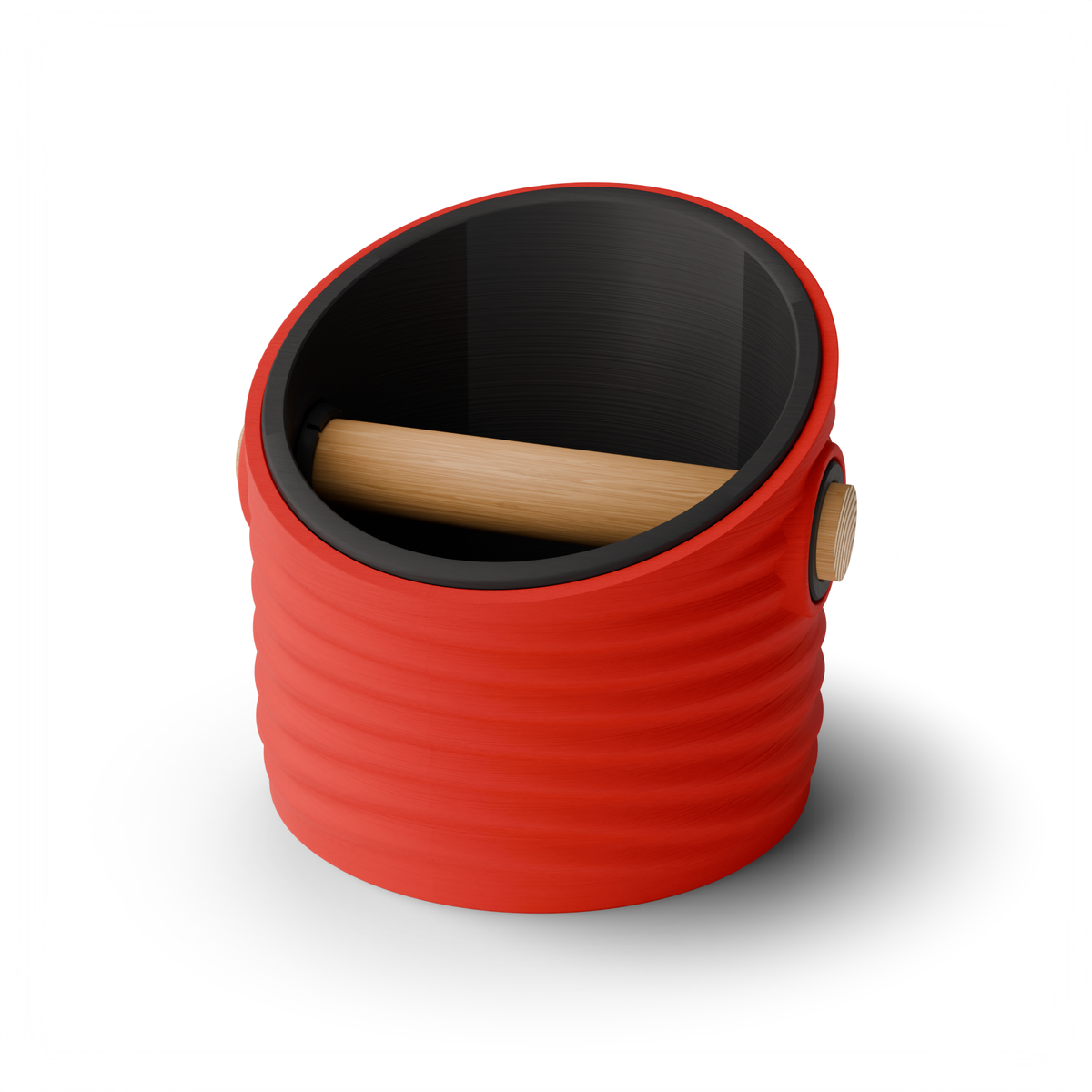 Ripple Angled Espresso Knock Box | Two-Tone with Oak Bar