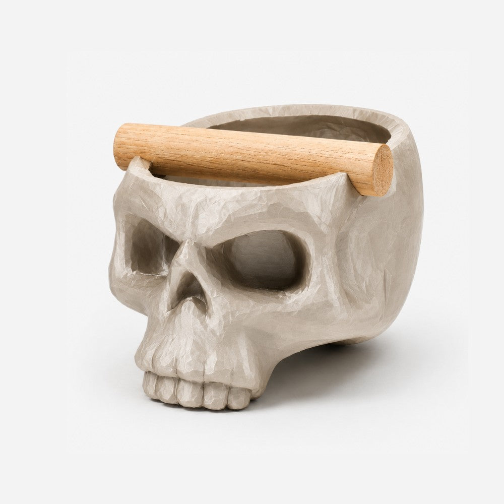 Gothic Skull Espresso Knock Box with Oak Bar