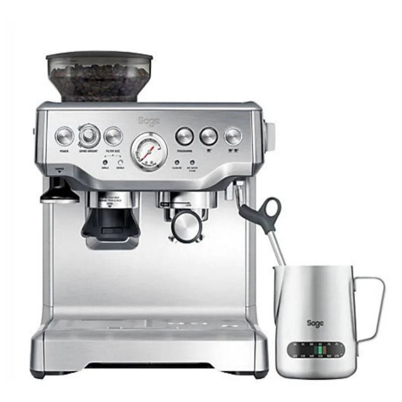 SAGE BARISTA EXPRESS ESPRESSO MACHINE WITH TEMP CONTROL MILK JUG HERO IMAGE