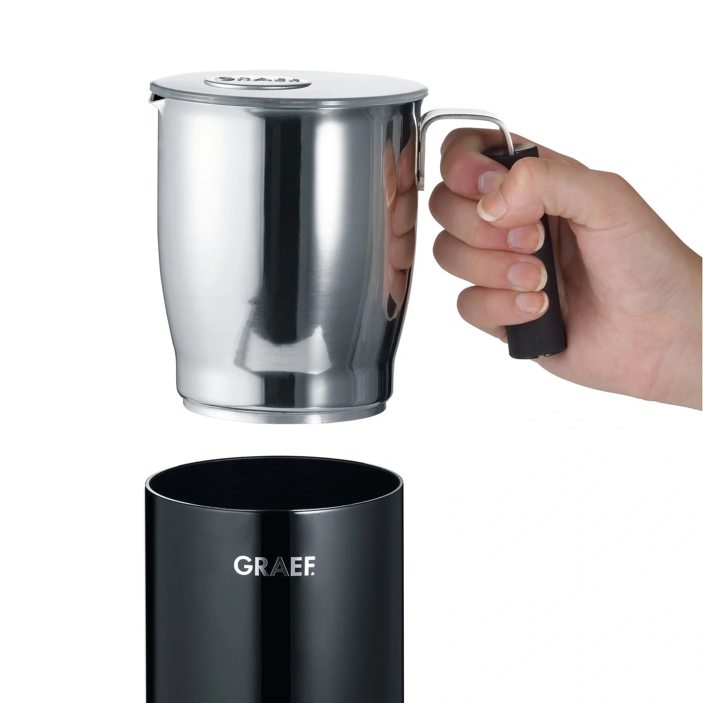 Graef Electric Milk Frother - Black, Auto Switch Off, Compact Design Image 3