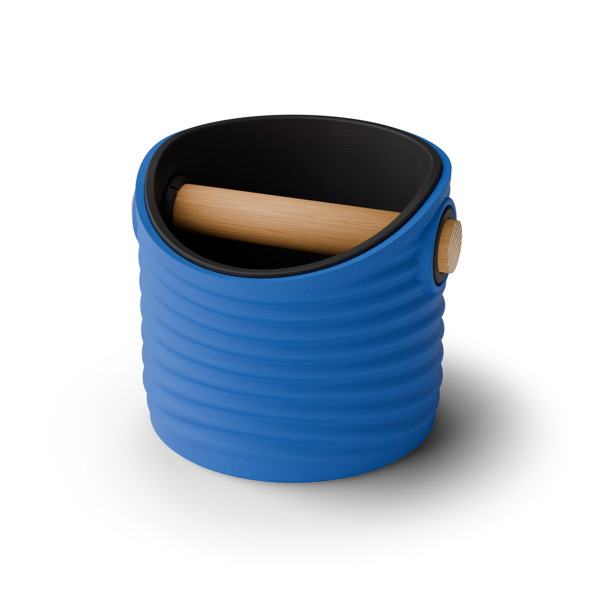 Ripple Round Espresso Knock Box | Two-Tone with Oak Bar