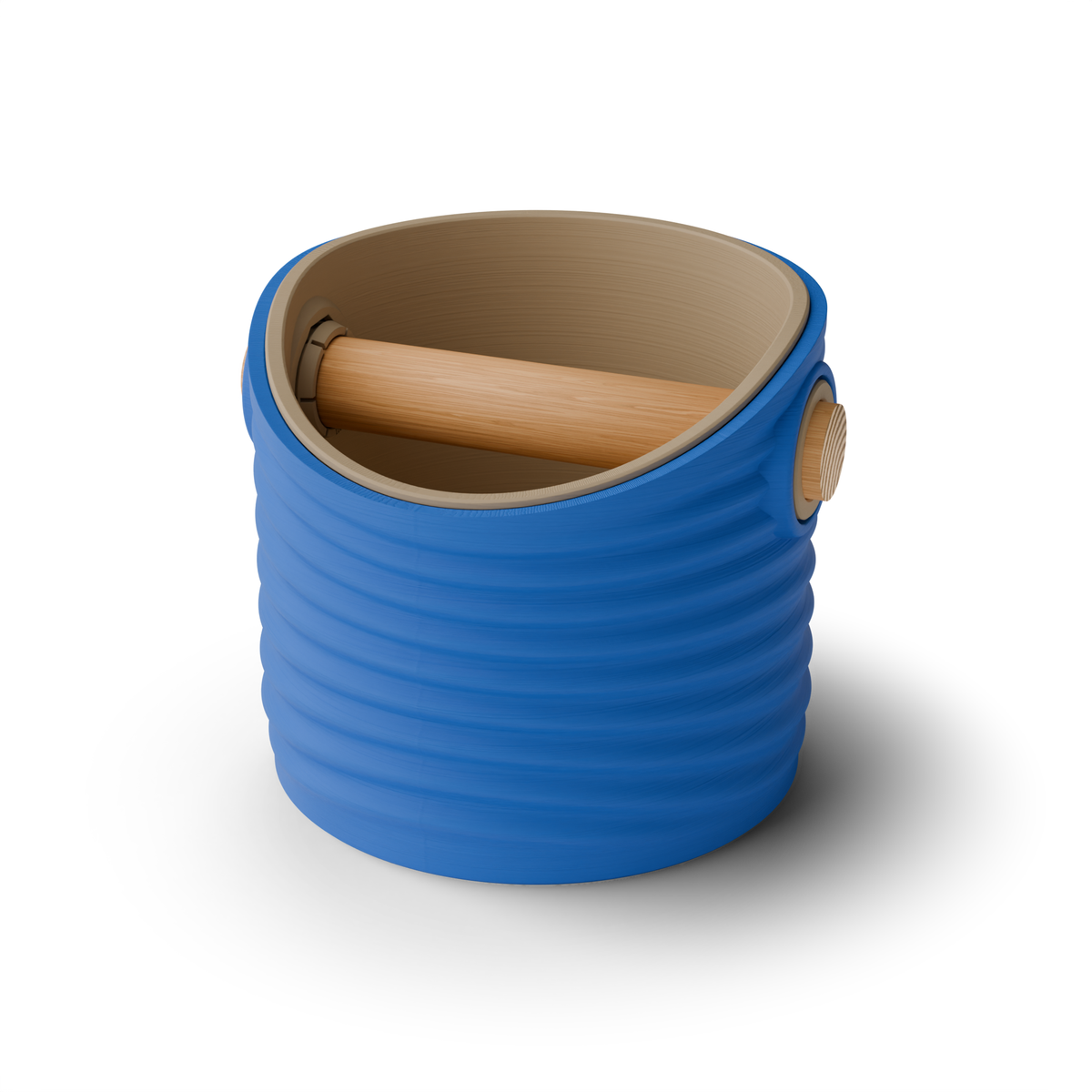Ripple Round Espresso Knock Box | Two-Tone with Oak Bar