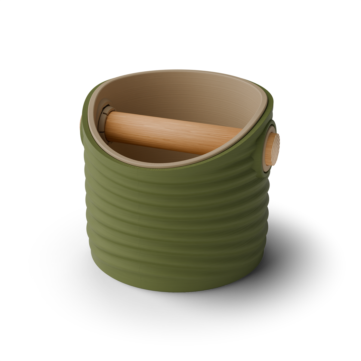 Ripple Round Espresso Knock Box | Two-Tone with Oak Bar