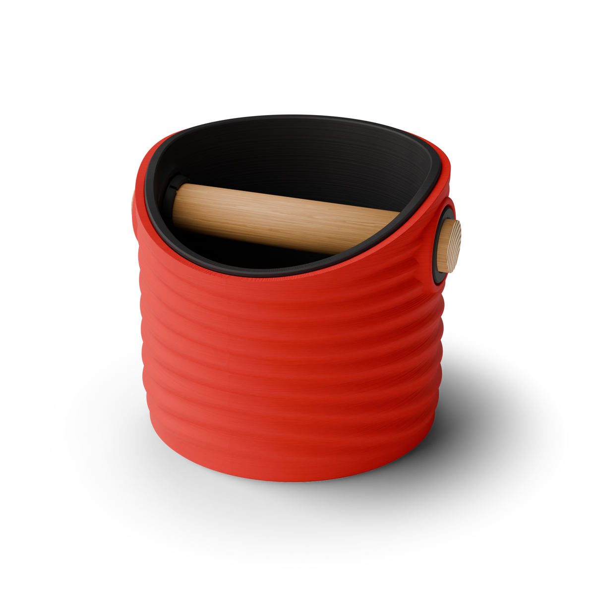 Ripple Round Espresso Knock Box | Two-Tone with Oak Bar