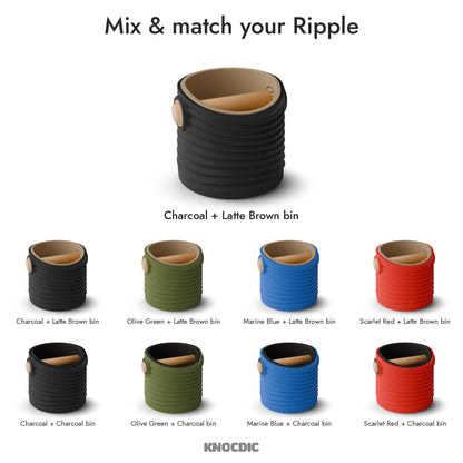Ripple Tapered Espresso Knock Box | Two-Tone with Oak Bar