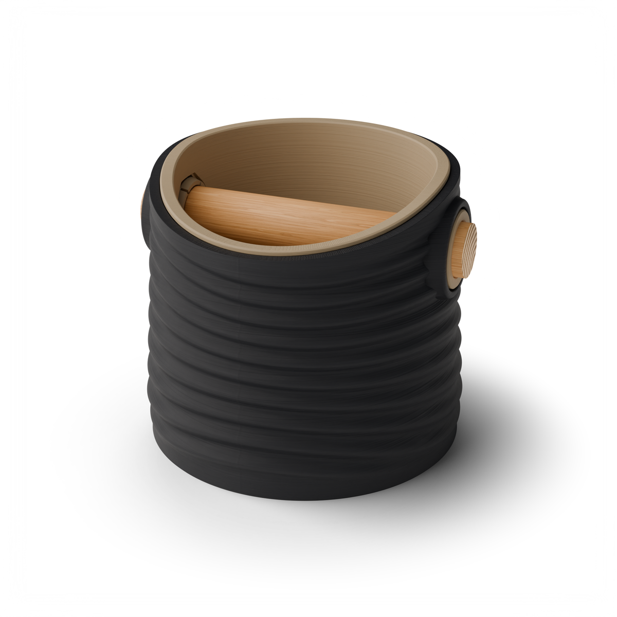 Ripple Tapered Espresso Knock Box | Two-Tone with Oak Bar