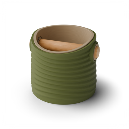 Ripple Tapered Espresso Knock Box | Two-Tone with Oak Bar