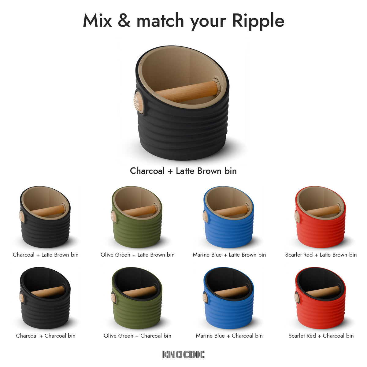 Ripple Angled Espresso Knock Box | Two-Tone with Oak Bar