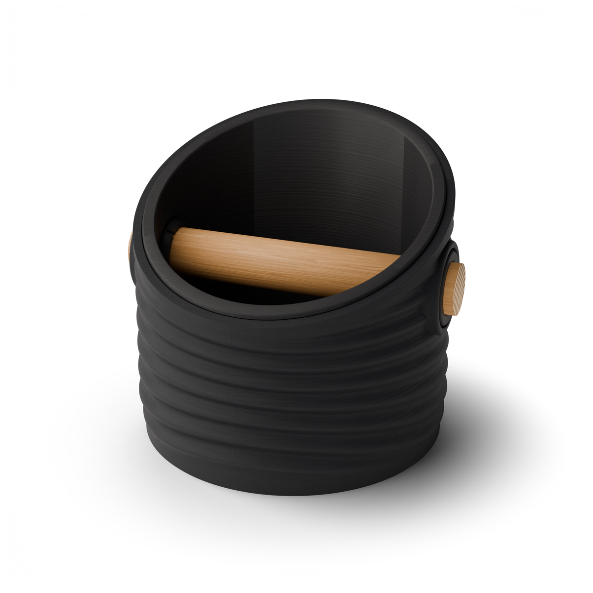 Ripple Angled Espresso Knock Box | Two-Tone with Oak Bar