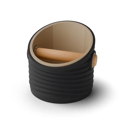 Ripple Angled Espresso Knock Box | Two-Tone with Oak Bar