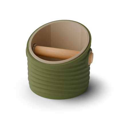 Ripple Angled Espresso Knock Box | Two-Tone with Oak Bar