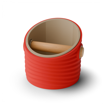 Ripple Angled Espresso Knock Box | Two-Tone with Oak Bar