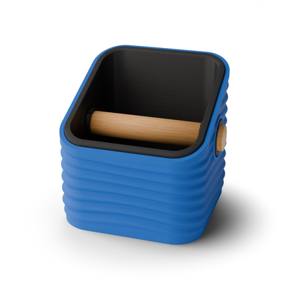Ripple Square Angled Espresso Knock Box | Two-Tone with Oak Bar