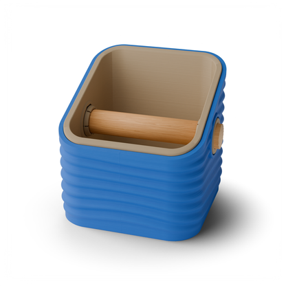Ripple Square Angled Espresso Knock Box | Two-Tone with Oak Bar