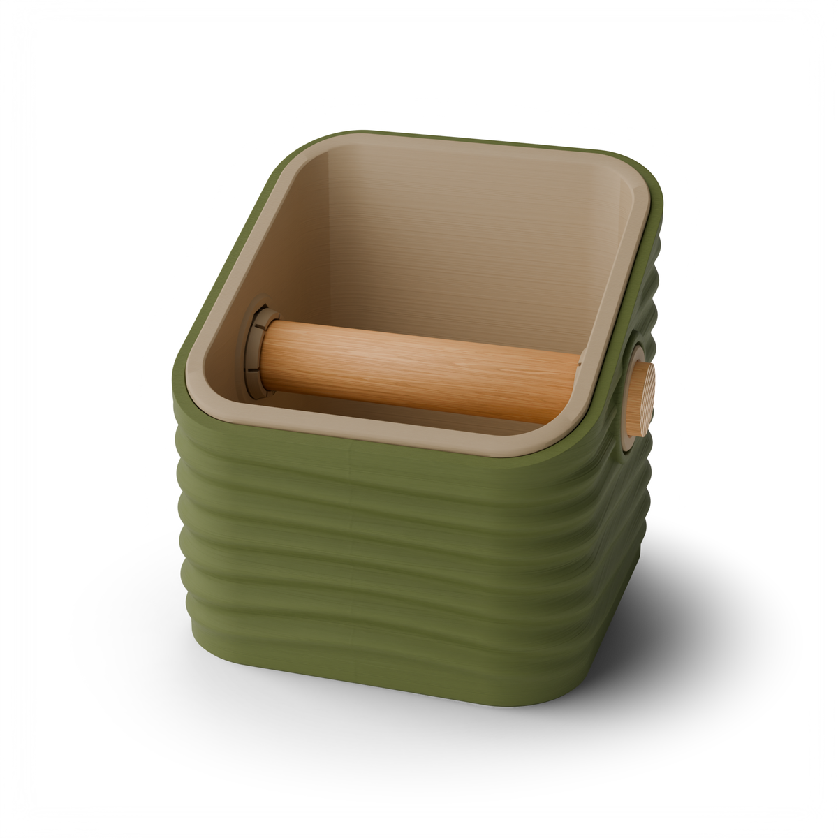 Ripple Square Angled Espresso Knock Box | Two-Tone with Oak Bar