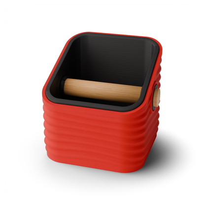 Ripple Square Angled Espresso Knock Box | Two-Tone with Oak Bar