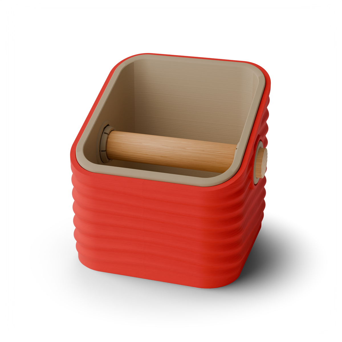 Ripple Square Angled Espresso Knock Box | Two-Tone with Oak Bar